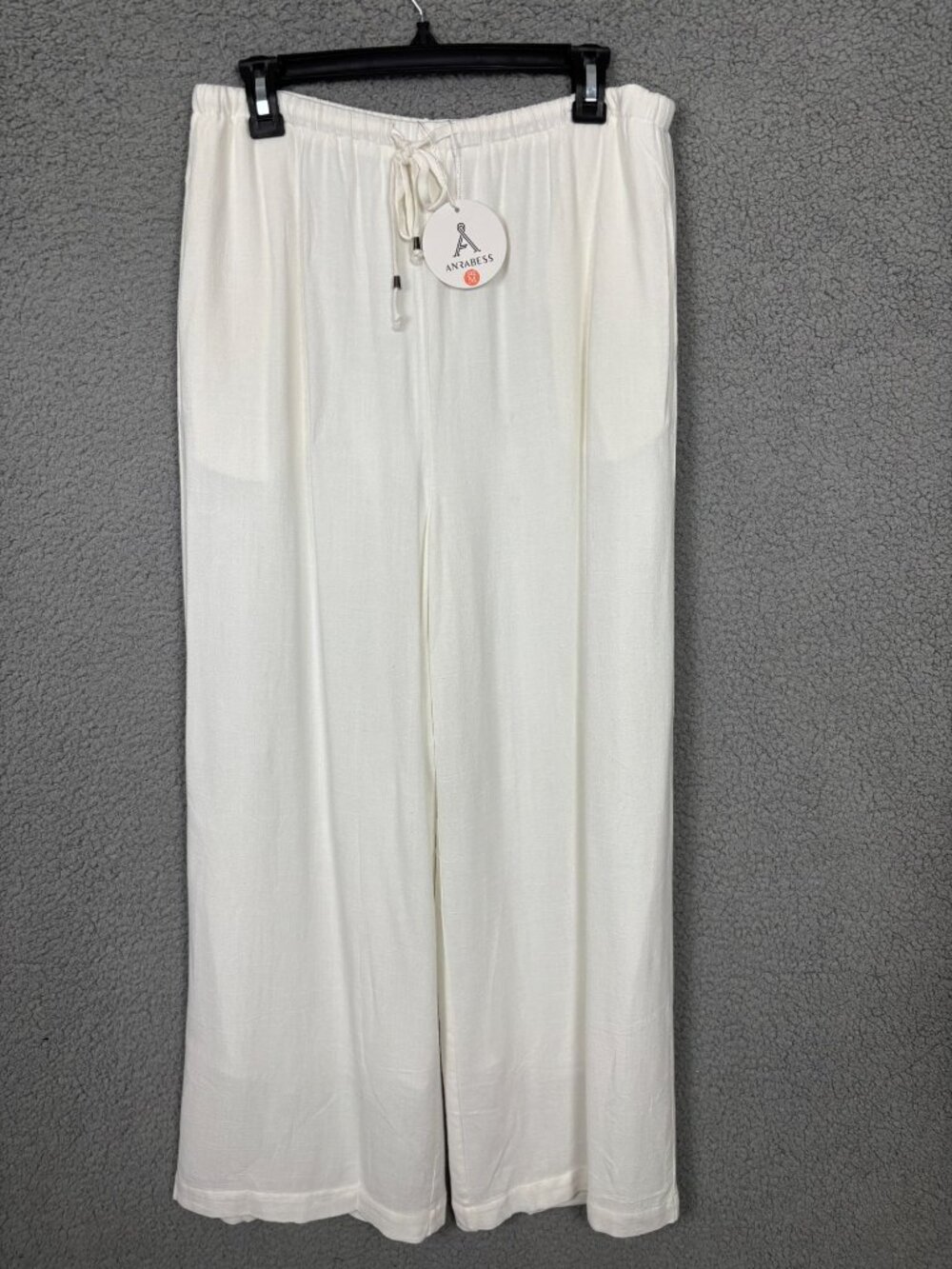 ANRABESS Women's Palazzo Pants Wide Leg Drawstring Trousers White Size Med NWT's